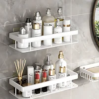 2PCS Bathroom Shelf Kitchen Storage Organizer Aluminum Alloy Shampoo Rack Shower Shelf Bathroom Accessories No Drill Shelf 1
