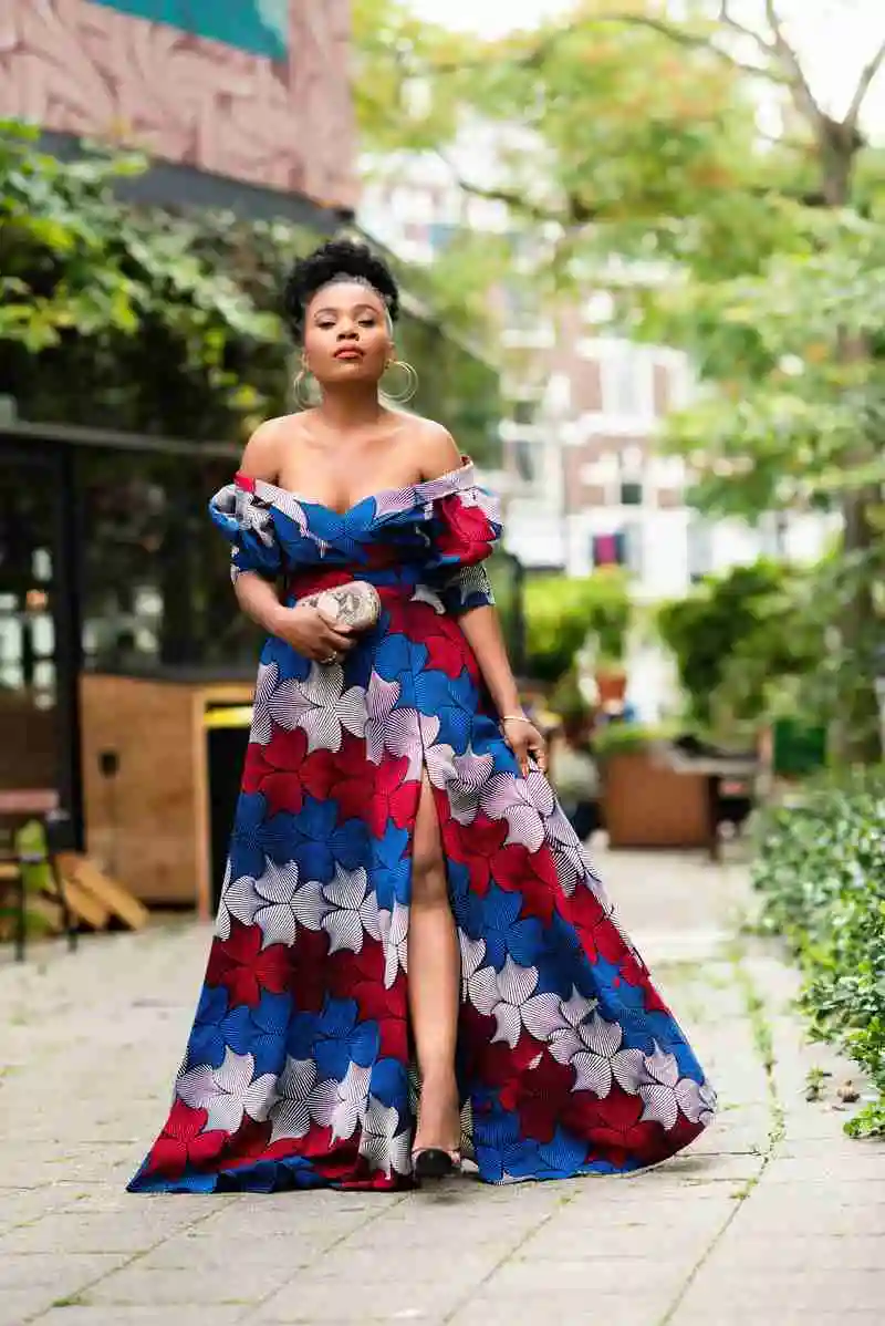 

Women's Dresses New Fashion Vintage Off-shoulder Sexy High Split Prints Lady Evening Party Maxi Dress Elegant Female Clothes