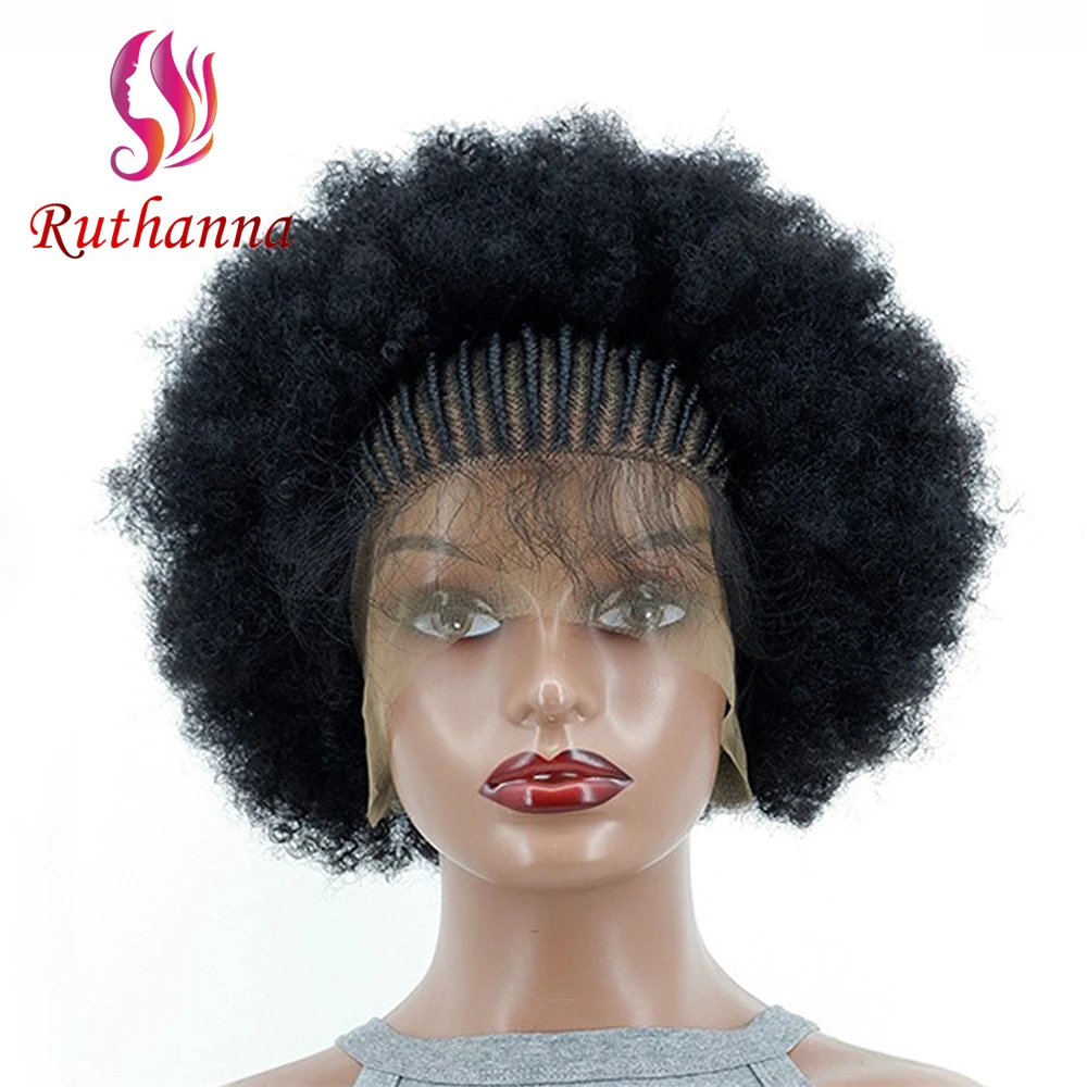 250% Densità 13X6 Hd Parrucca Intrecciata Frontale In Pizzo Parrucca Sintetica Afro Crespo Riccia Capelli Del Bambino Soffice Parrucca Riccia Intrecci