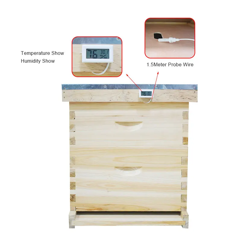 Beekeeping Beehive Mini Convenient Digital LCD Hygrometer Thermometer with Sensor Monitoring Display Humidity Detector Beekeeping Tools Beekeeping Accessories