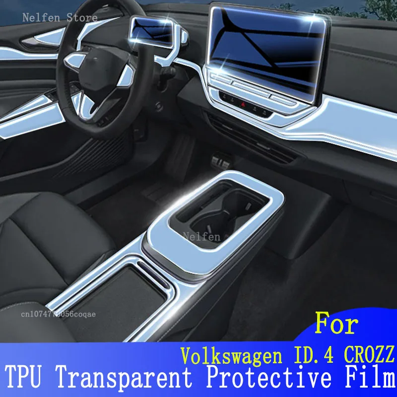 

For Volkswagen ID.4 CROZZ(2021-2024)TPU Car Interior Gear Dashboard Protective Film Transparent Anti-scratch Accessories
