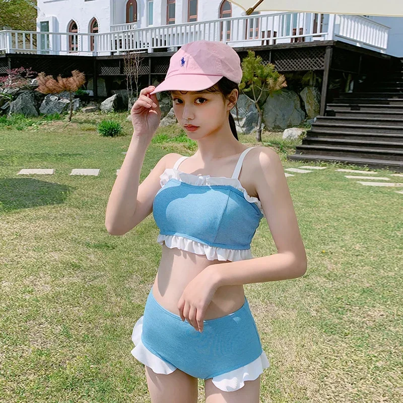 

Купальник женский модный топ-труба консервативный белый с маленькой грудью темпераментный раздельный купальник богини из двух частей