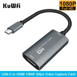KuWFi HDMI to USB C Capture Card 1080P HD Video Card Game Record for MacBook Pro PS4 Live Streaming Broadcast