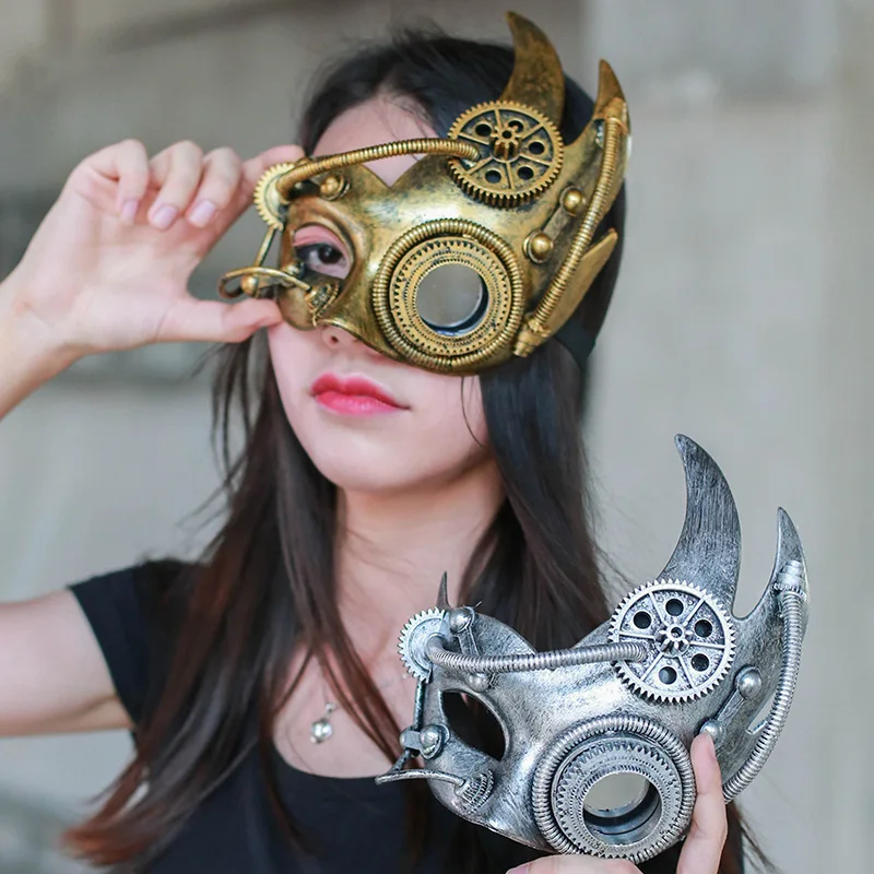 

Steampunk Phantom Masquerade Cosplay Mask Ball Half Face Men Punk Costume Halloween Party Costume Props Heavy metal