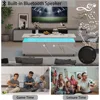 LED Coffee Table with Storage, White Coffee Table with Wireless Charging and Speaker, High Glossy Modern Center Table with 6