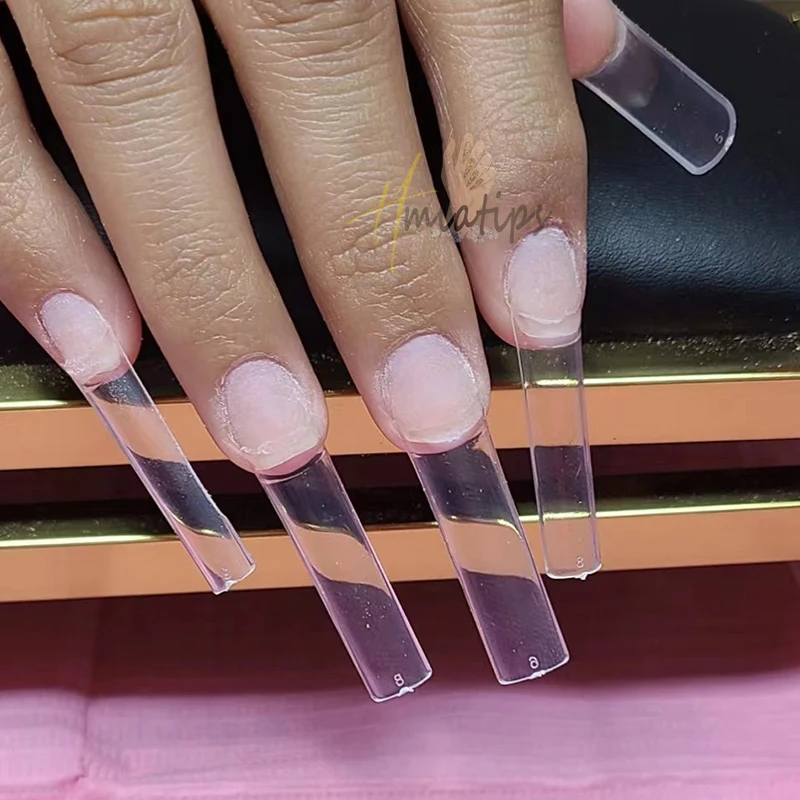 

500pcs Xl Long Square No C Curve Nail Tips Straight Square Half Cover False Nails Clear False Nail Manicure Salon Tool