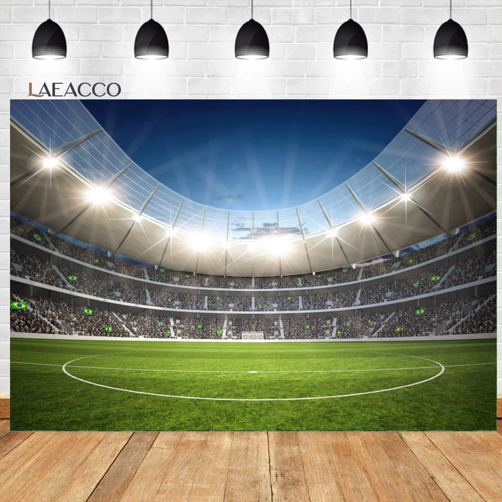 Photo Backdrop photo backdrop Laeacco Boy Football Birthday Soccer Field Grassland Stadium Newborn Portrait Photography Backdrop