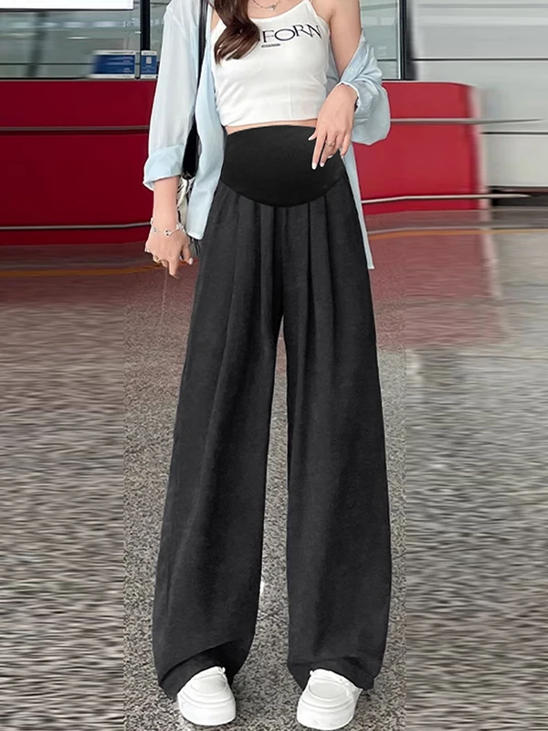 임산부 여름용 가벼운 루즈핏 캐주얼 팬츠 여성용 루즈핏 와이드 레그 팬츠 드레이핑 센세이션 벌룬 팬츠 두 가지 길이