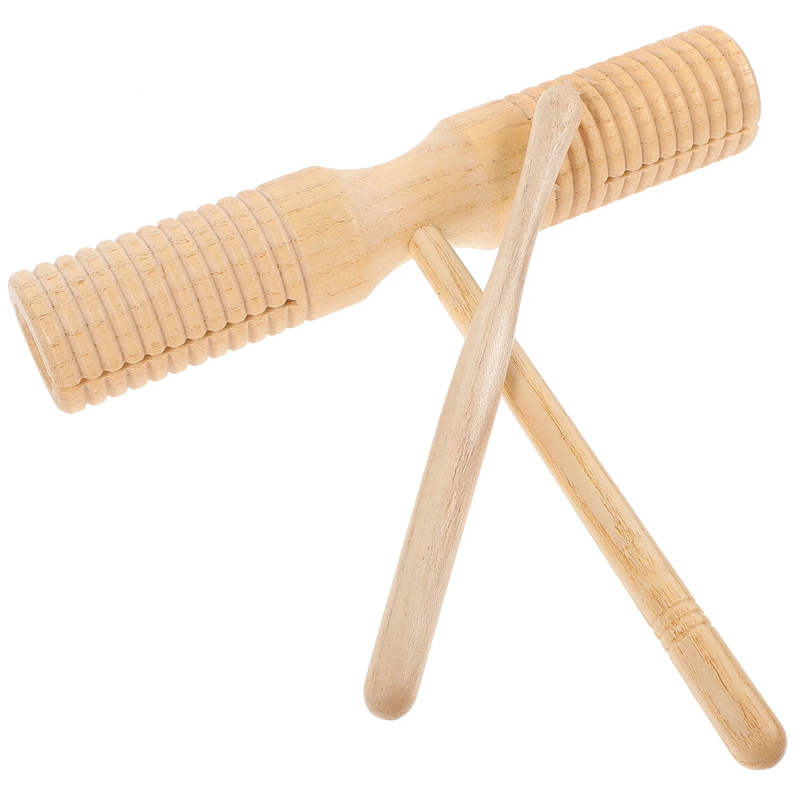 

Wooden Double Horn Beginner Guiro Instrument with Stick Percussion for Children