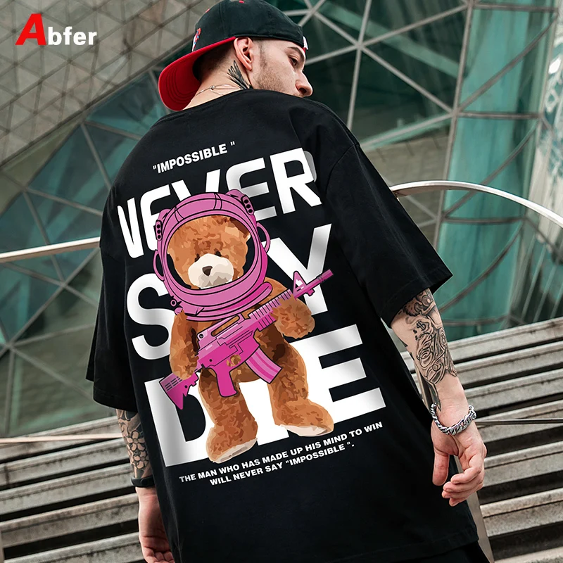 

Abfer Summer Harajuku T Shirt Aesthetic Gothic Punk Cartoon Bear Graphic T Shirts Men Hip Hop Oversized Tshirts Street Tops Tee