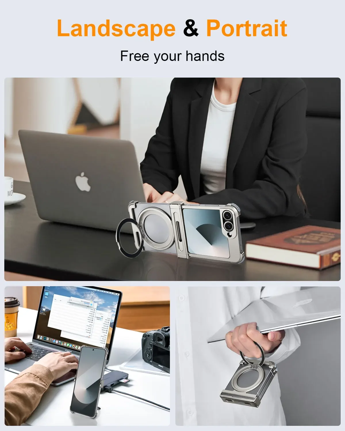 Eary for Samsung Galaxy Z Flip 7 6 Case with MagSafe 360°Rotatable Magnetic Kickstand Wireless Charging Anti Scratch Phone Cover