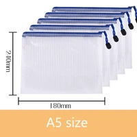 5PCS/10PCS/20PCS Transparent File Bags Pvc Grid Zipper Bags A4 A5 Document Bags Grid Bags 6