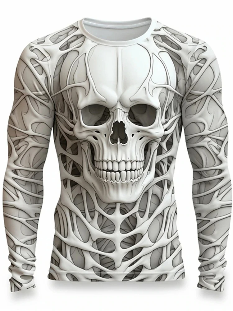 thumbnail image 1 of Halloween Horror Skeleton Organs T-shirt Horror Atmosphere Bones 3D Printed Men's T-shirt Outdoor Street Men's Top T-shirt, 1 of 5