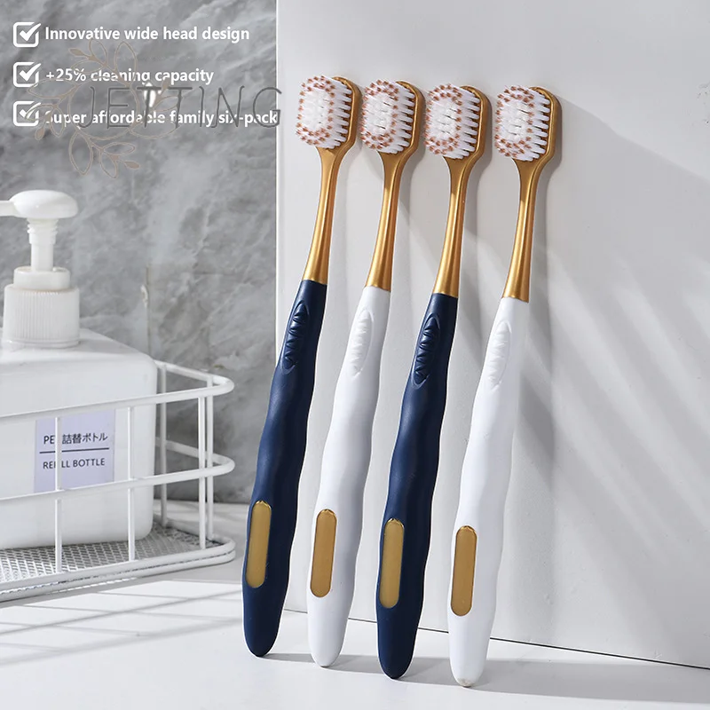 (SMTGDP11)6Pcs 와이드 헤드 소프트 롱 헤드 성인용 빅 헤드 칫솔 편안한 치아 슈퍼 소프트 구강 청소 브러쉬