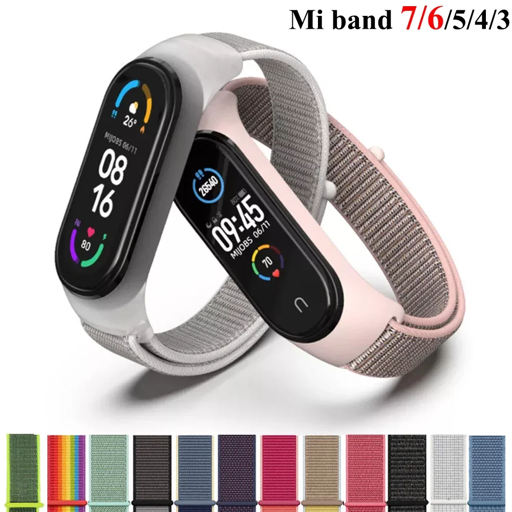 

Bracelet for mi band 6 7 Strap Nylon Sport loop watch Belt pulsera correa Mi band 5 Wristband for xiaomi Mi band 5 4 3 Bracelet