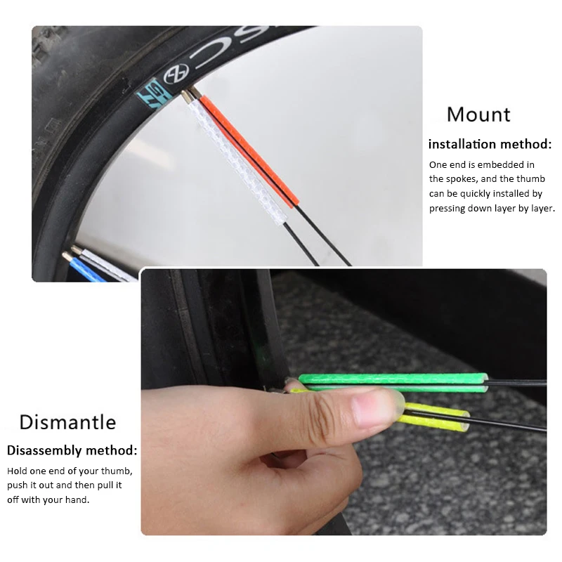 12pcs/lot Bicycle Wheel Rim Spoke Clip Night Safety Warning Light Bike Reflective Reflector Strip MTB Bike Cycling Accessories