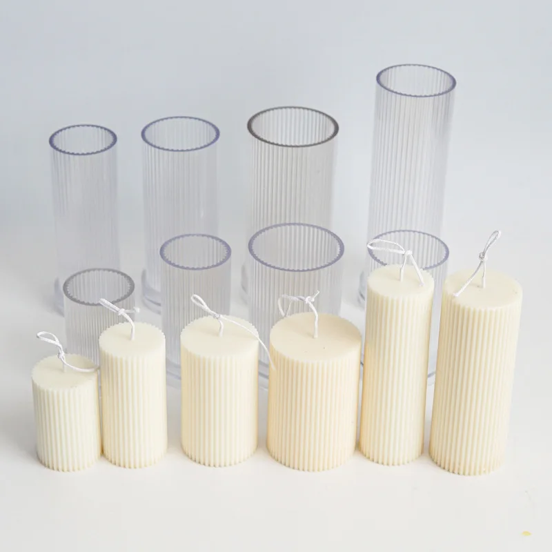 DIY Zylinderförmige Kerzenform mit Nadelstreifenmuster, 3D-Flachkopf-Zylinderform für Kerzenherstellung, Langlebige und Leicht zu Entformende Kunststoffgussform – Detail 8