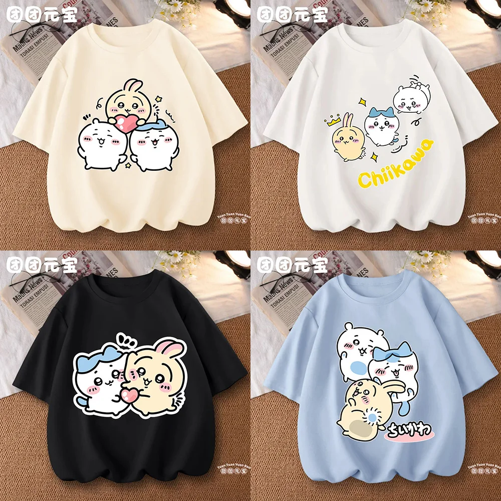 

Модная футболка Chiikawa, Детская летняя модная футболка с коротким рукавом для девочек и мальчиков, топы, повседневный подарок для детей