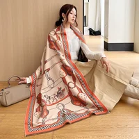 Luxury Horse Winter Cashmere Scarf Women Design Warm Pashmina Shawl Wraps Bandana Female Thick Blanket Soft Bufanda Foulard 2