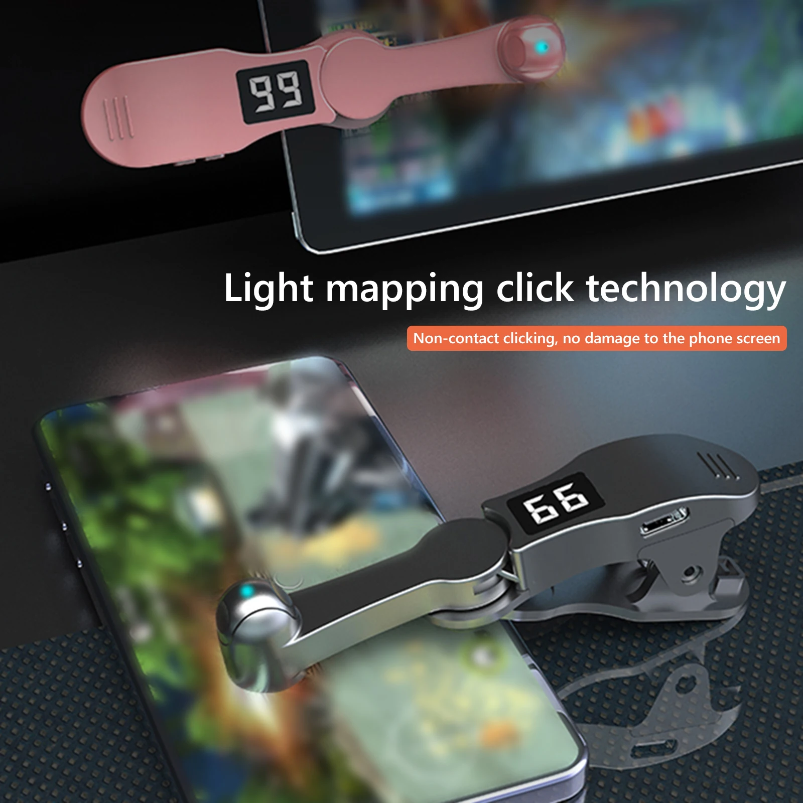 Digital Auto Screen Clicker Clip-on Clicker 108 Gears USB 180&deg; Rotation Simulation Finger Continuous Click for Smart Phone Apps