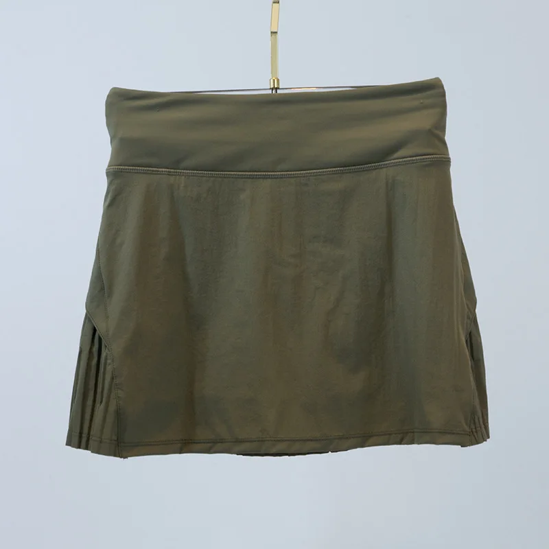 Yoga Clothes Women's Tennis Badminton Volleyball Slim Sports Skirt Pleated Skirt Fake Two-piece High Waist High Elastic
