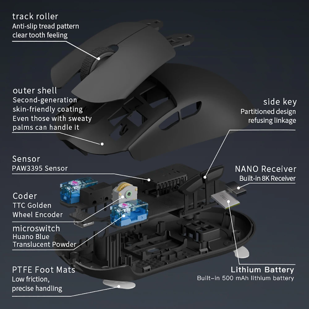 Darmoshark M3 V2 Gaming Mouse Double 8K Wireless Tri Mode 26KDPI