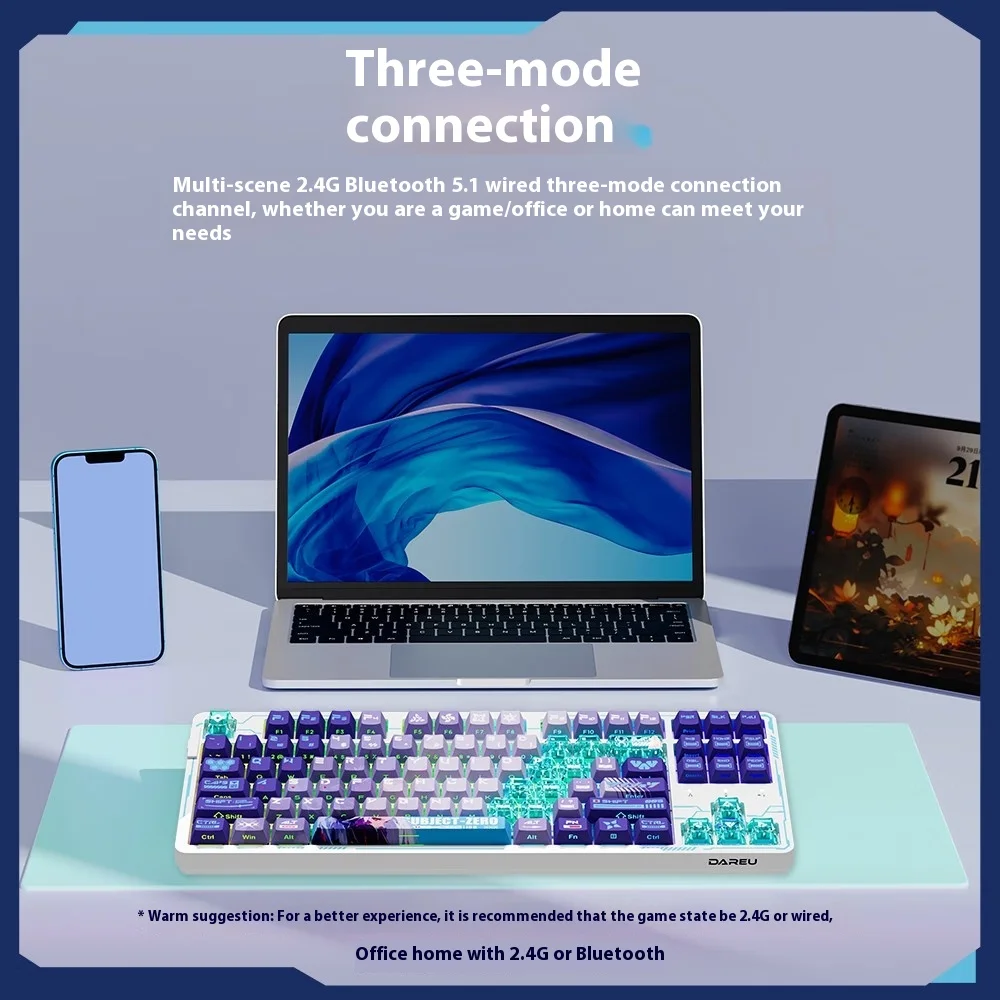 Dareu Ek87pro 기계식 키보드, 트라이 모드, 무선 블루투스, RGB 87 키, 핫 스왑, PBT 맞춤형, 저지연 게임 키보드, 2.4g