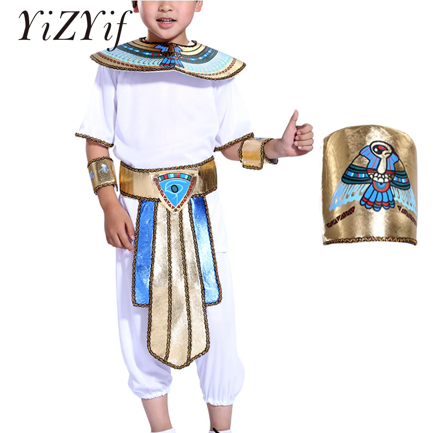 Boy faraone Costume Robe Halloween Purim Kid antico egiziano Cleopatra  Outfit bambino re dell'egitto faraone
