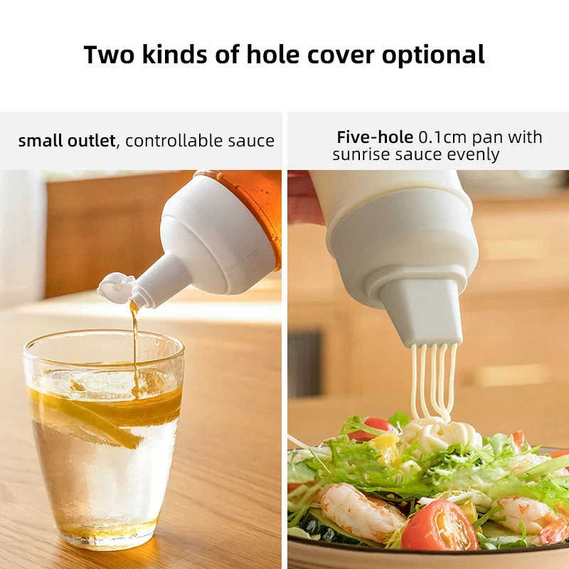 280ml Squeeze Condiment Bottles 5/1 Holes Plastic Ketchup Mustard Hot Sauces Olive Oil Bottles With Nozzles Dispenser Container