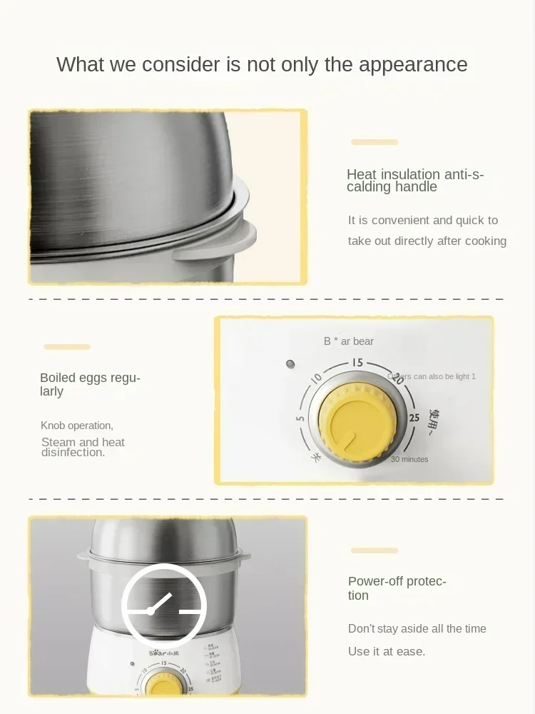 Steamed Egg Cooker 304 Stainless Steel Household Automatic Power-off Timer Double-layer Small Egg Artifact Breakfast Machine220V 4