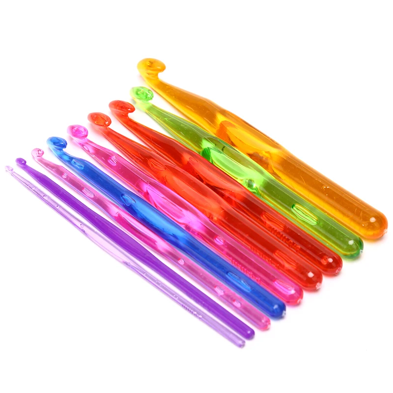 8/9pcs Soft Handle Colorful Aluminium Alloy Crochet Hooks Knitting Needles Set Sewing Knitting Chrochet Hooks DIY