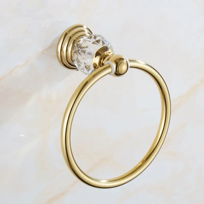 European-style Gold Crystal Towel Ring Round towel rack towel hanging circle Bathroom rack hanging GLY30