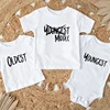 Siblings Matching T-Shirts Newborn Cotton Bodysuits Oldest Youngest Letters Shirt Summer Short Sleeve T-shirts Baby Jumpsuit 1
