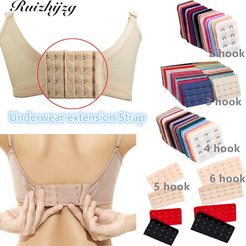 Ruizhijzg Women Back Elastic Bra Extender Straps 2/3/4/5/6 Hooks 3 Rows