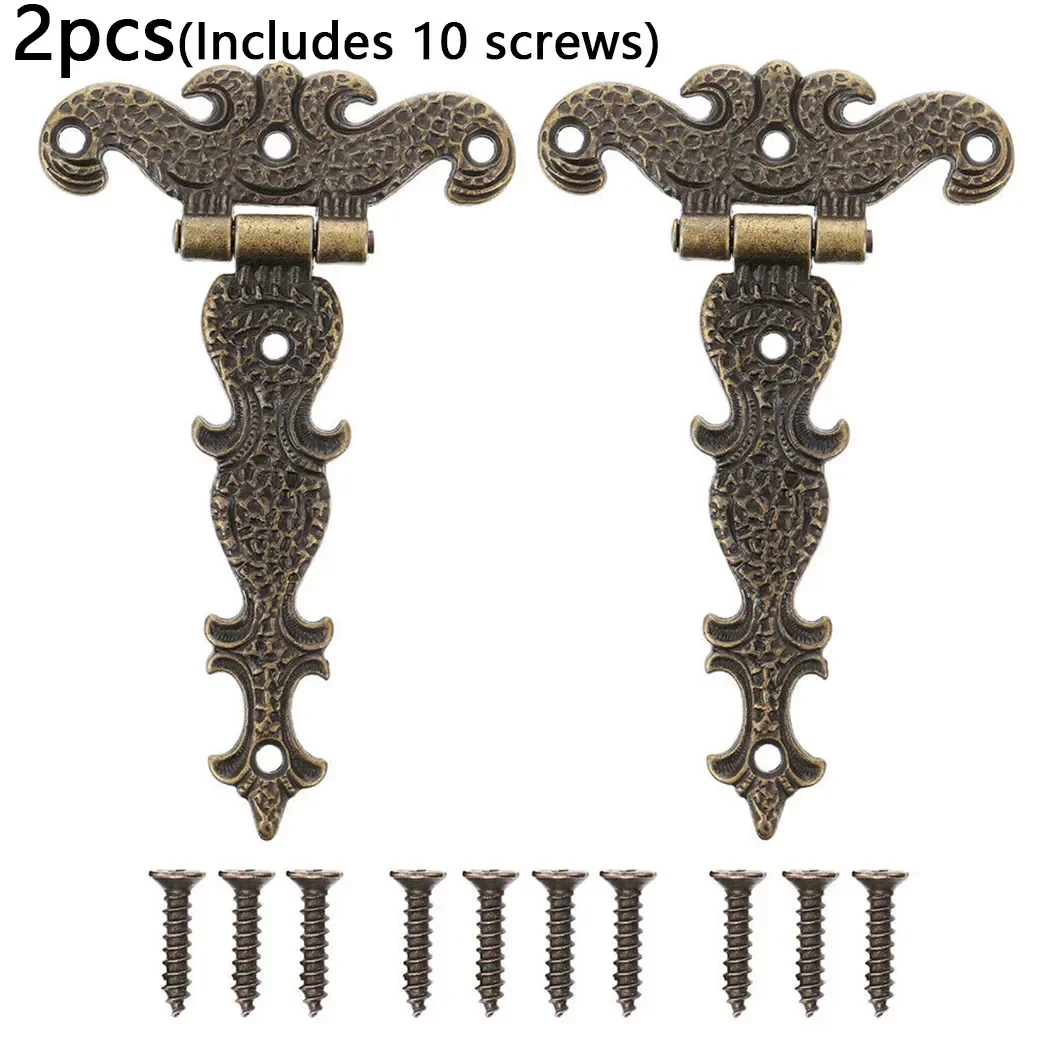 Description Picture 4 of item2pcs Bronze Zinc Alloy Hinge Furniture Fittings Butt Hinges Antique Wooden Box Decorative Hinge Repair Kit Furniture For Home