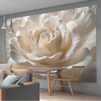 Arazzi classici con rose bianche, decorazioni da appendere alla parete, perfetti per l'arredamento delle feste in ufficio del soggiorno | Arazzi regalo 1