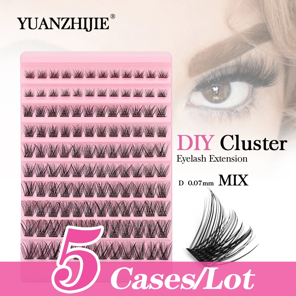 

Hot Selling 5cases/lot YUANZHIJIE Faux Mink False Eyelash DIY Bundles Eyelash Extension Soft Wispy Individual Lashes Clusters