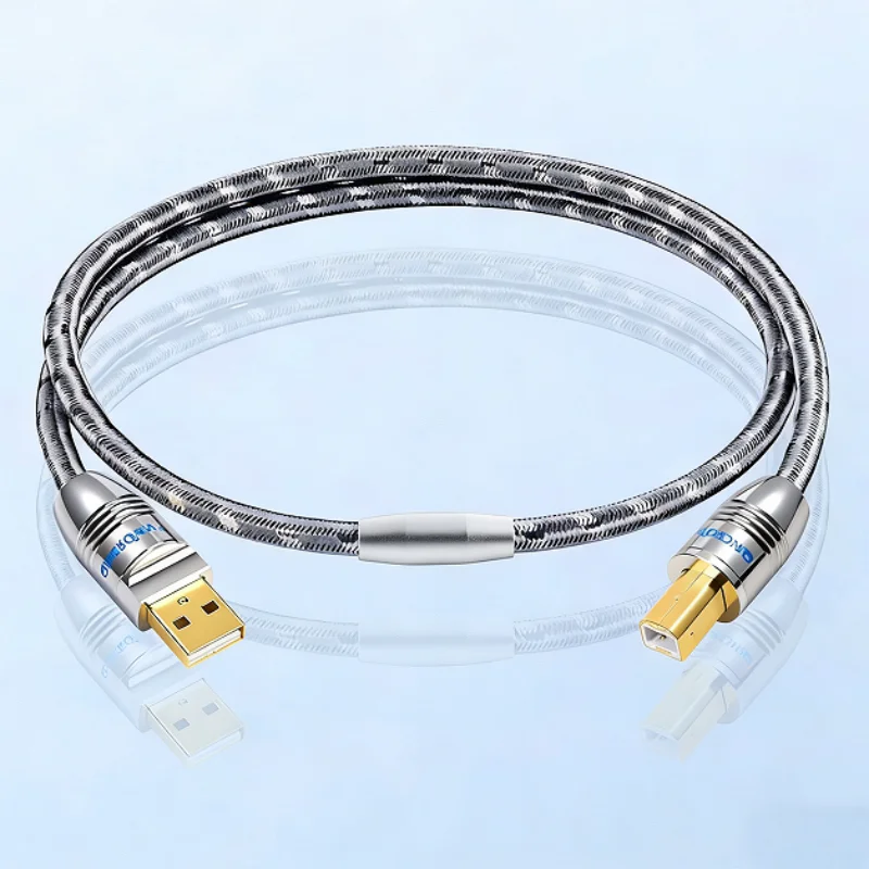 하이파이 USB 오디오 디코더 케이블 7N 단결정 구리 은도금 USB A to B 사각 포트 타입-C to B 사운드 카드 DAC용