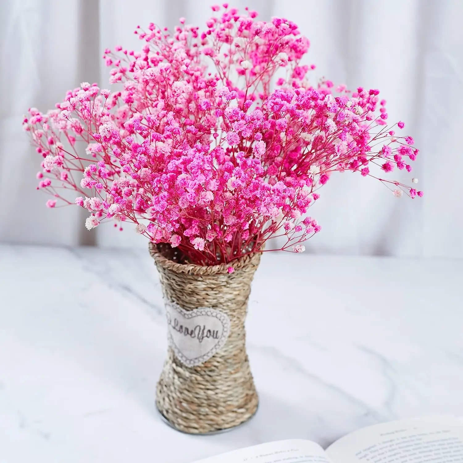 Pink Baby's Breath Dried Flowers,Christmas and Halloween,Vase  Arrangements,Home Decor,Photo Props,Parties,100% Natural,DIY Decor