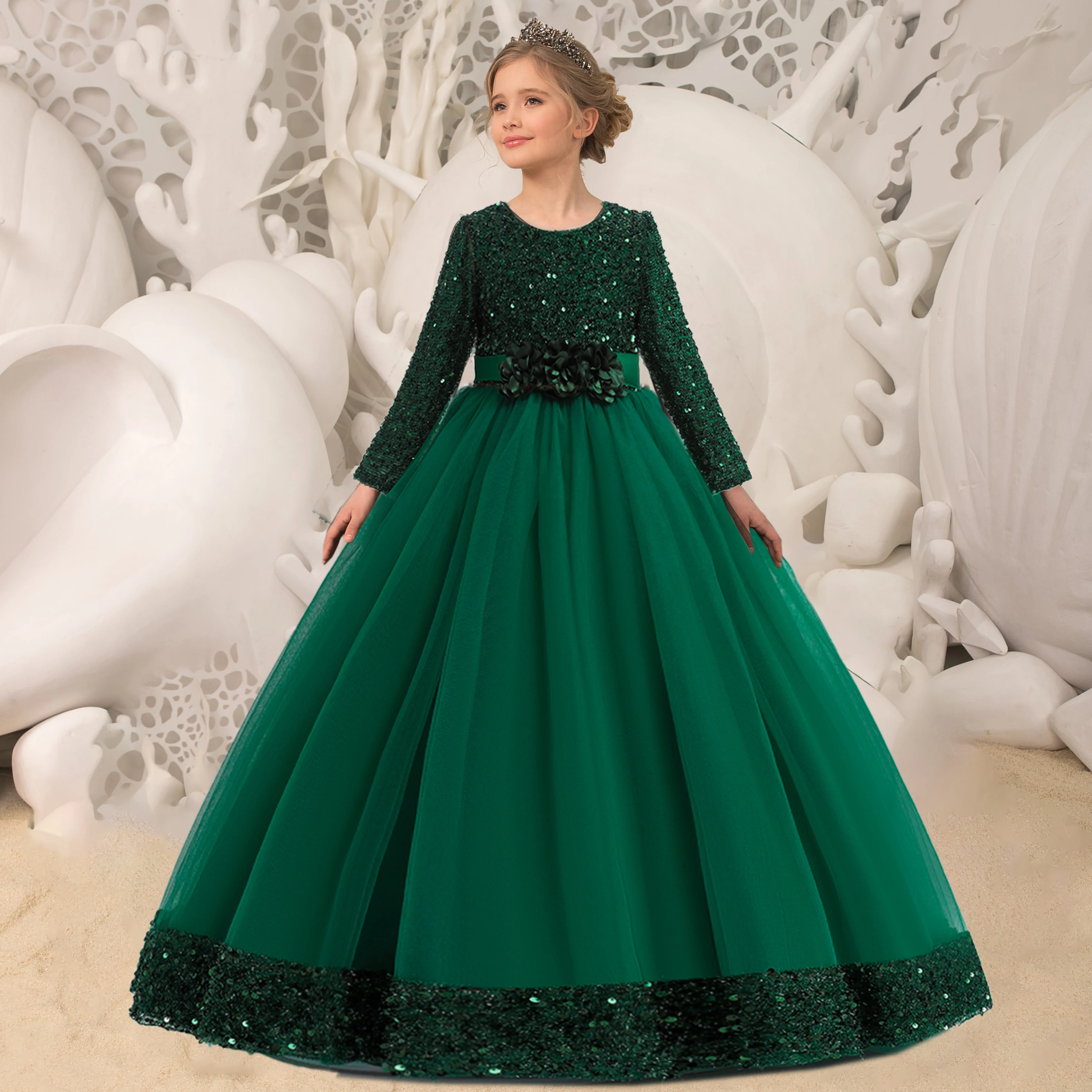 Arshiner Samtkleid Mädchen - Prinzessin Kleid Mit Pailletten 2-7 Jahre