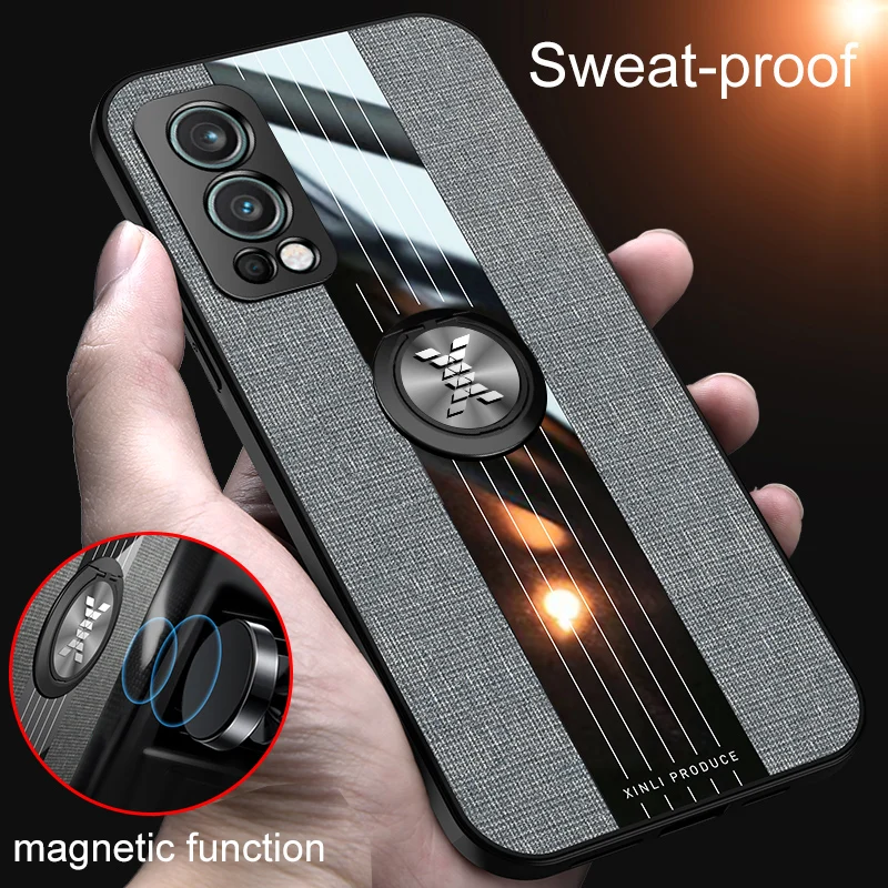 

luxury Case For One Plus 6 6T 7 7T 8 8T 9 9RT For One Plus Nord N10 N100 Nord 2 ACE Magnetic Ring Stand Cloth Back Phone Cover