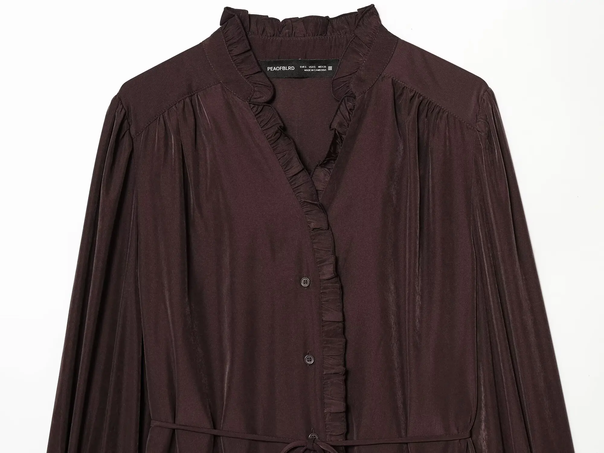 HH Damen Frühjahrsmode Faltenkleid mit Spitzenverzierung Langarm Einreihiges Schnürkleid Lässiges Midikleid – Detail 7