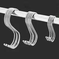 5/10/20PCS Stainless Steel S Shaped Hook Kitchen Bathroom Clothing Hooks Multi-functional Metal Hanging Hook Railing Hanger Bags 1