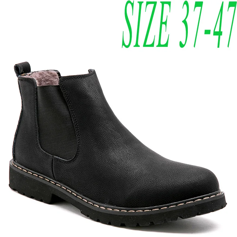

Chelsea Boots Men Winter Shoes Black Split Leather Boots Mens Footwear Warm Plush Fur Winter Boots For Men Zapatos Hombred2