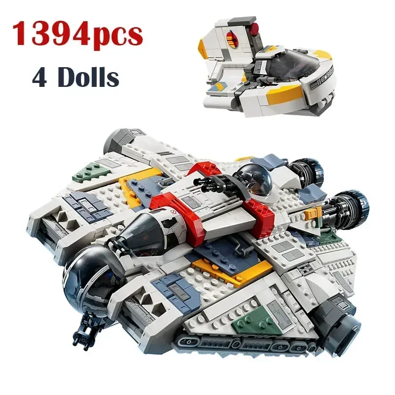 HOT TOY  2024 Spaceship 1394pcs Ghost & Phantom II Building Blocks Assembling Fit 75357 Bricks Model Toys for Children Gift