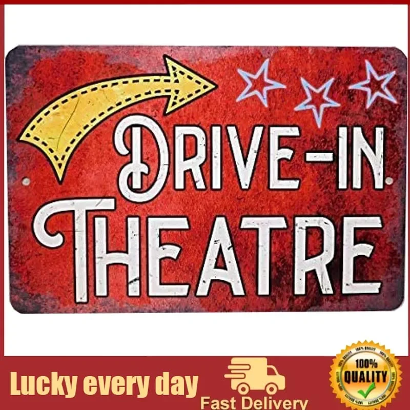 

Metal Sign Drive in Theatre Theater Movie House Cinema Motion Picture Drama Film Maker Man Cave Restaurant Decor Aluminum