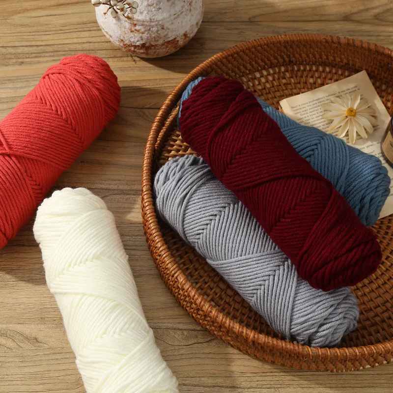 500g Milk Cotton Yarn 5pcs/Lot Soft Handmade Lover Yarn 8 Stands Thick Line Knitting Cotton Thread for DIY Scarf Sweater Hats 4