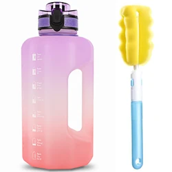 Extra-Large Leak-Proof Water Bottle with Handle and Time Marker (Purple Pink Gradient)