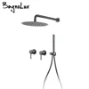 Brushed Gold Shower Faucet 8-16 Inch Wall Mounted Shower Mixer Hot Cold Water 2 Handle Wall shower Arm Bathroom Tap 1