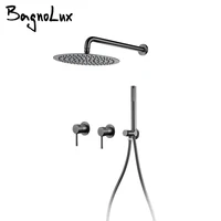 Brushed Gold Shower Faucet 8-16 Inch Wall Mounted Shower Mixer Hot Cold Water 2 Handle Wall shower Arm Bathroom Tap 1